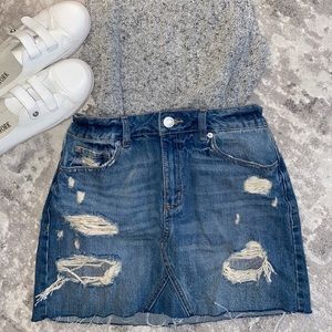 GARAGE DISTRESSED DEMIN MINI SKIRT